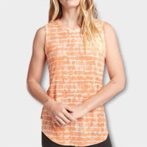 ATHLETA Breezy Printed Tank in Wandering Line Warm Sunset Orange, size XS